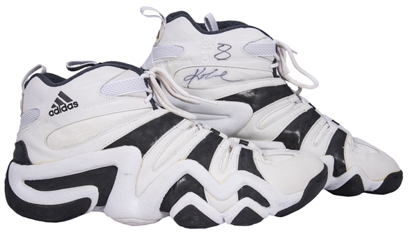 1997-98 Kobe Bryant Game Used and Signed Pair of Adidas Sneakers (MEARS & JSA) 